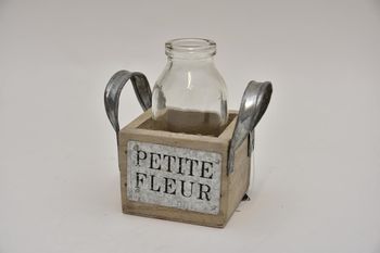 Tablett grau mit 1 Flasche ''petite fleurs'' 6,7x6,7x10cm
