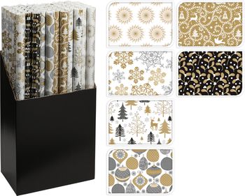 PAKPAPIER 70X200CM 6 ASSORTIE CHIQUE BLACK/GOLD DESIGNS