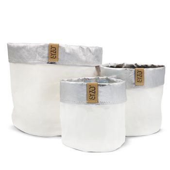 Sizo paper bag white/silver edge Ø 15 cm