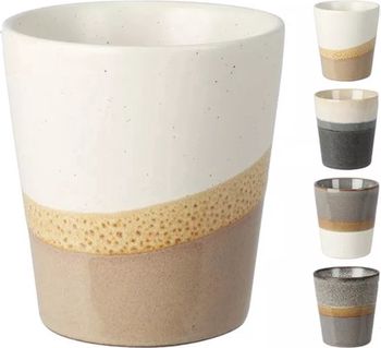 BEKER AARDEWERK 3 TONE D7,5 H8CM 200ML 4 ASSORTIE KLEUR