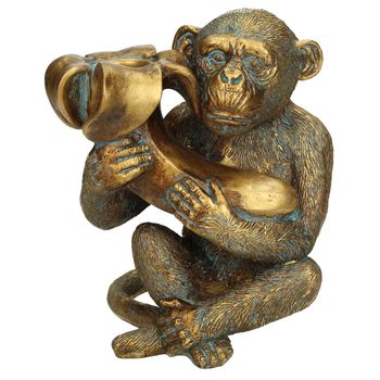 Candle Holder Monkey Polyresin Gold 13.5x10x15.5cm