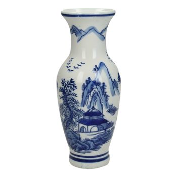 Vase Porcelain Blue 7.5x7.5x18cm