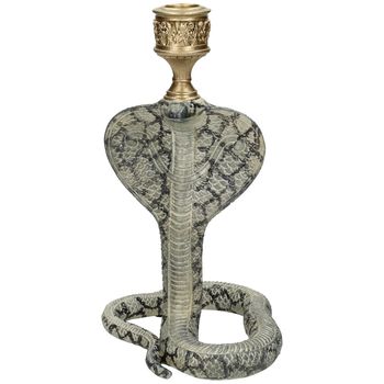 Candle Stick Snake Polyresin Grey 14x14x24cm