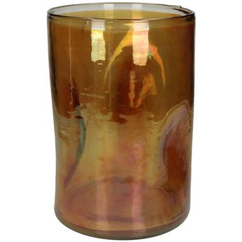 Candle Holder Glass Orange 18x18x26cm