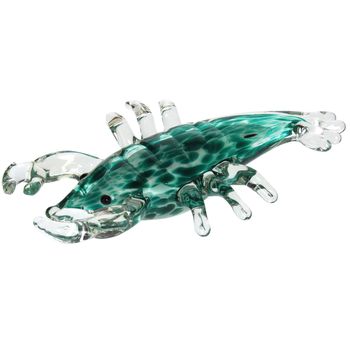 Ornament Shrimp Glass Turquoise 21x12x3.5cm