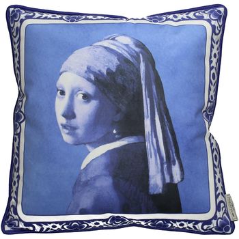 Kissen Lady Perle Samt Blau 45x45cm
