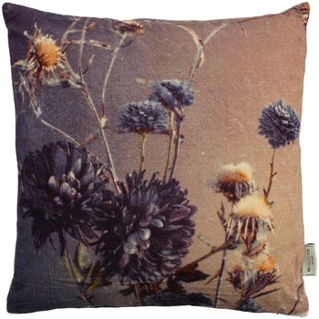 Cushion Flowers Velvet Brown 45x45cm
