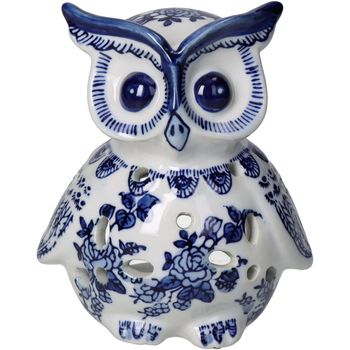 Ornament Owl Porcelain Blue 10.5x10.5x14.5cm