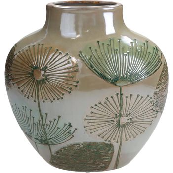 Vase Oval Dandelion Fine Earthenware Taupe 23x12x24cm