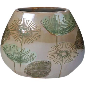 Vase Oval Dandelion Fine Earthenware Taupe 28x10.5x23cm