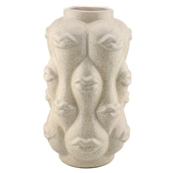 Aardewerk vaas lips beige 14x14x25cm