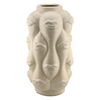 Aardewerk vaas lips beige 16,5x16,5x34,5cm