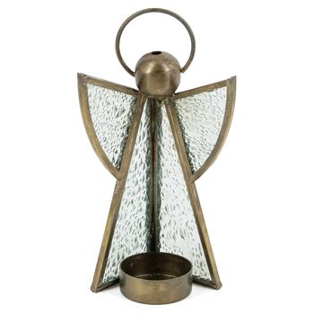 Metalen engel met glas 6,5x9,5x18,5cm