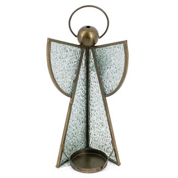Metalen engel met glas 10,5x13x27,5cm