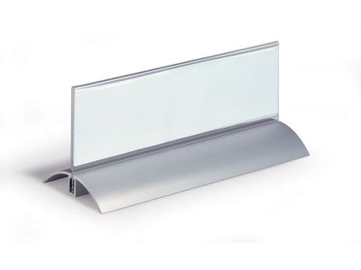 Durable Tafelnaambordje, 61 x 210 mm, Aluminium / Transparant (pak 2 stuks)