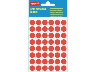 Staples Markeer Etiketten Diameter 12 mm, 48 Etiketten per vel, Rood (pak 240 stuks)