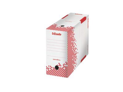 Esselte Speedbox Archiefdoos, Karton, 275 x 150 x 350 mm, Wit met Rood (pak 25 stuks)