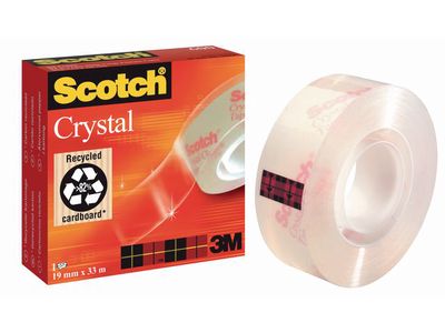 Scotch 600 Crystal Clear Plakband, 19 mm x 66 m, asgat 76 mm