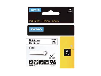 Dymo Rhino tape 12 mm, wit, vinyl