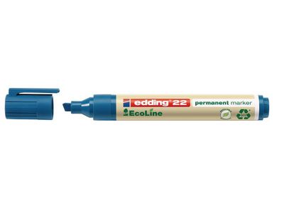 edding 22 EcoLine Permanente Marker, Beitelvormige Punt, 1 - 5 mm, Blauw (doos 10 stuks)