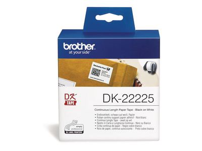 Brother DK-22225 Labels, Papier, 38 mm, Zwart op Wit (rol 30.48 meter)