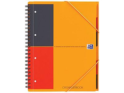 Oxford International Organiserbook A4, Gelinieerd, 4-gaats, Oranje (pak 5 stuks)