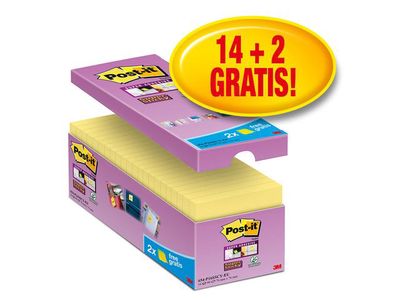Post-it® Super Sticky Notes Canary Yellow™ Voordeelpak, 76 x 76 mm, Geel (pak 16 blokken)