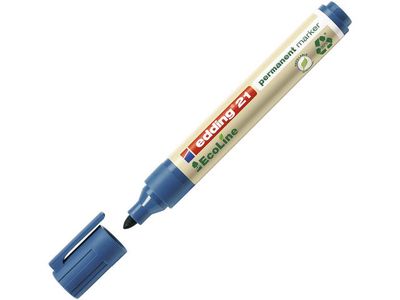 edding 21 EcoLine Permanente Marker, Ronde Punt, 1,5 - 3 mm, Blauw (doos 10 stuks)