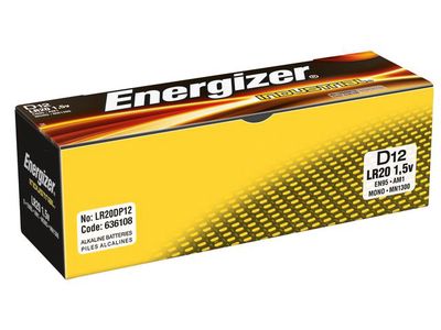 Energizer Industrial D Batterij, 1,5 V (pak 12 stuks)