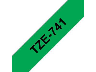 Brother TZe-741 Tape, 18 mm x 8 m, Zwart op Groen