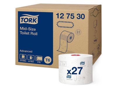 Tork Advanced T6 Toiletpapier, 2-laags, Wit