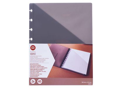 M by Staples ARC-tabbladen met vakken, kunststof, A5, pak van 2 stuks, rookkleurig