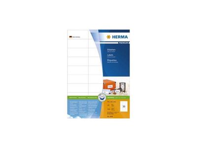Herma Premium permanent papieretiket, 70 x 29,7 mm, 100 vellen, 30 etiketten per A4-vel, wit (pak 3000 stuks)