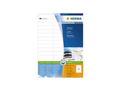 Herma Premium permanent papieretiket, 70 x 16,9 mm, 100 vellen, 51 etiketten per A4-vel, wit (pak 5100 stuks)