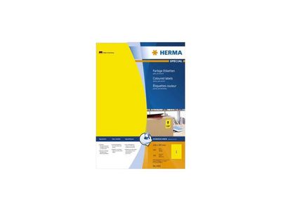 Herma Permanent gekleurd papieretiket, 210 x 297 mm, 100 vellen, 1 etiket per A4-vel, geel (pak 100 stuks)