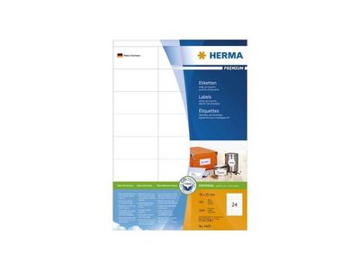 Herma Premium permanent papieretiket, 70 x 35 mm, 100 vellen, 24 etiketten per A4-vel, wit (pak 2400 stuks)