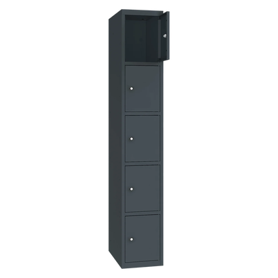 Lockerkast 5-deurs 190x41x45cm Grijs Zwart