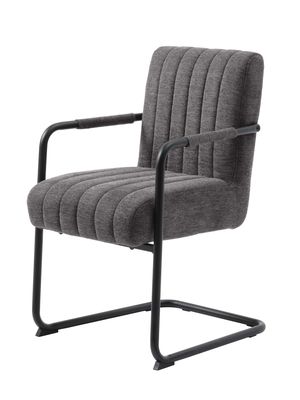 Buisframe stoel Trust met zwart frame en donkergrijze stof  