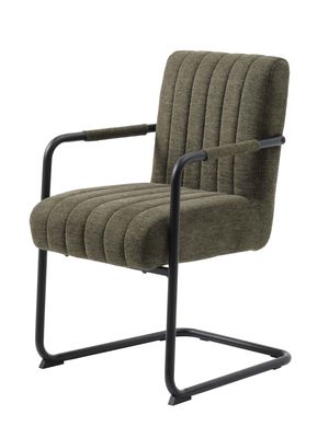 Buisframe stoel Trust met zwart frame en olijfgroene stof  
