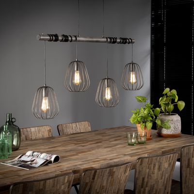 Hanglamp Alzey met 4 kappen in oud zilver