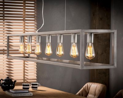 Hanglamp Arneburg met 7 lampen rechthoek en 4-kante buis