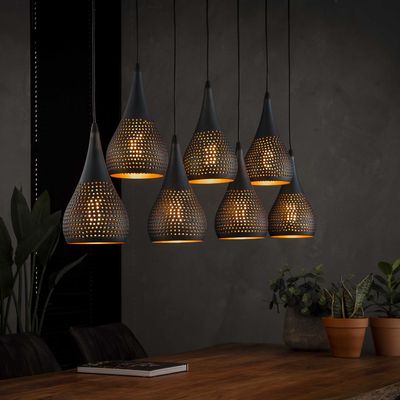 Hanglamp Arnsberg met 7 geperforeerde metalen kappen