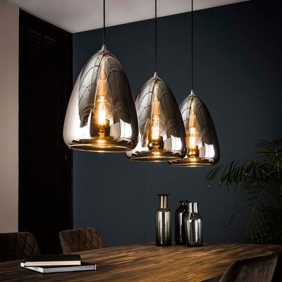 Hanglamp Belgern met 3 chique zilverkleur spiegelende glazen kelken
