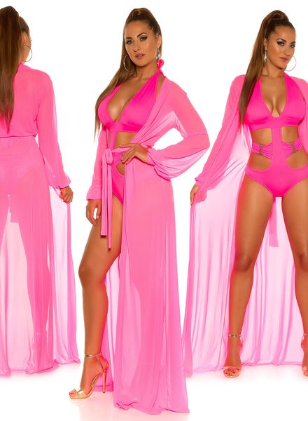 roze beach gaas kimono