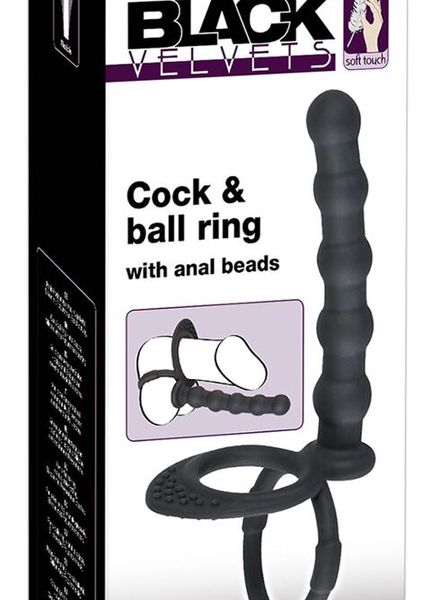 cockring en anale kralen in 1 toy