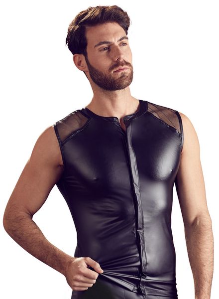 mouwloos wetlook shirt