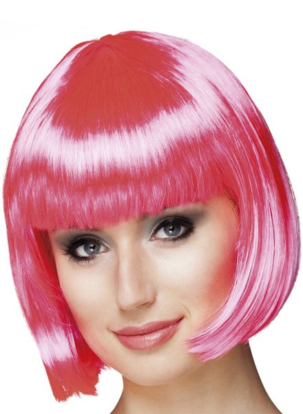 roze bob pruik