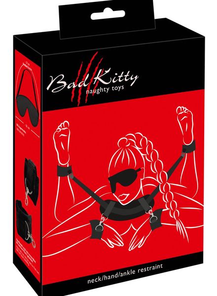 40238 Bad Kitty - Bondage Set - Hand Pols Nek - Blinddoek - Zwart 1 - kopie.jpg