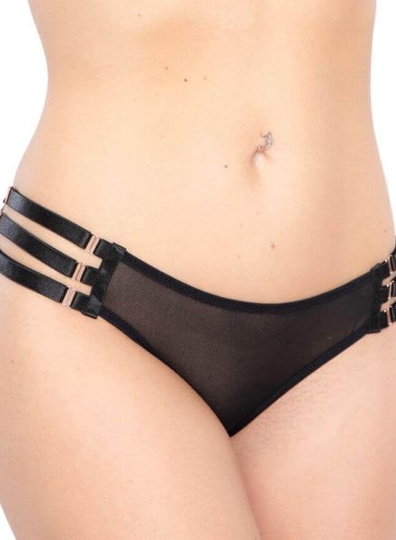 Kinky Diva Brief Verstelbaar Satin Straps Gaas Zwart