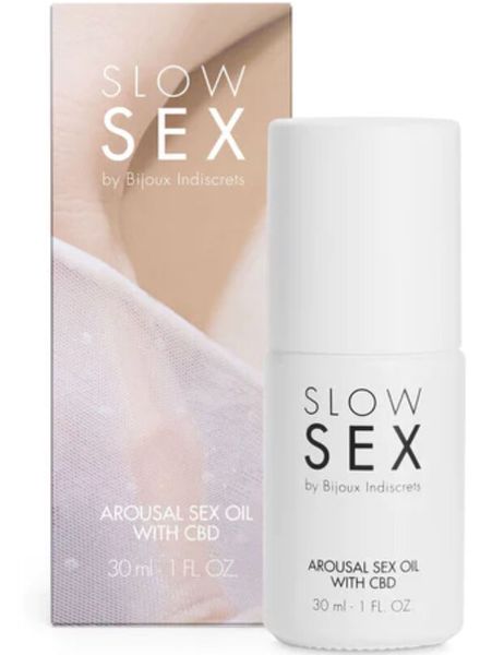 Bijoux indescrets Slow Sex arousel sex oil met CBD met verpakking.jpg